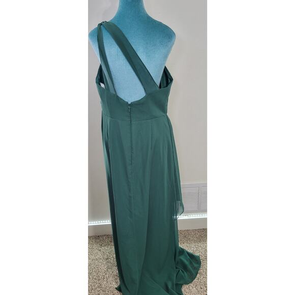 Azazie Green One Shoulder Dress - Picture 7 of 14